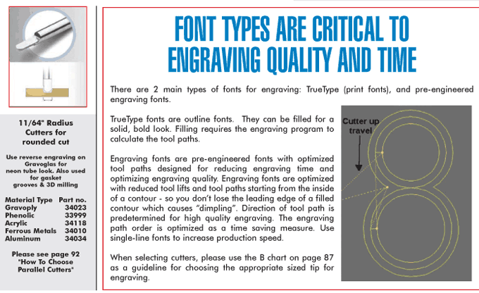 Font types are critical to engraving quality and time